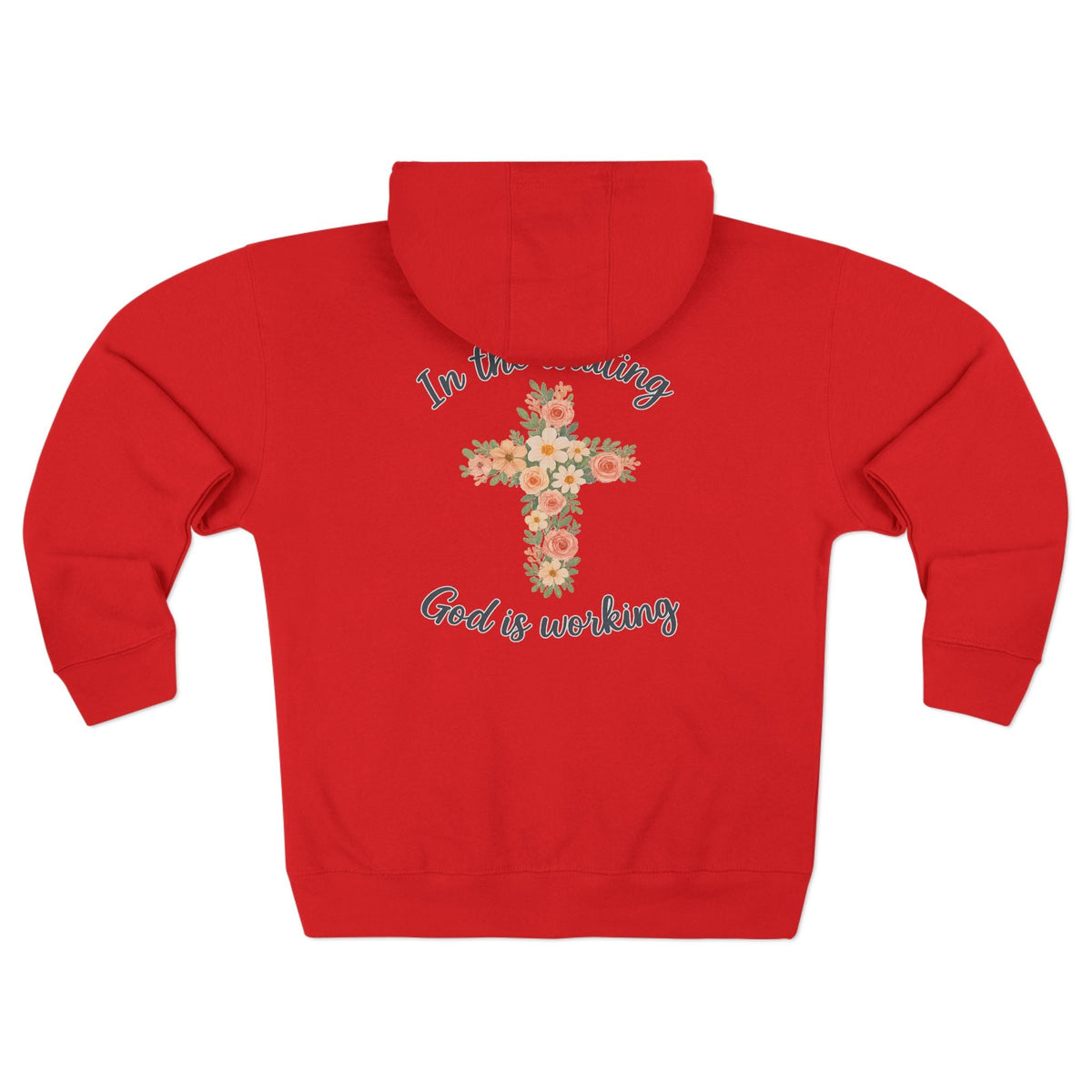 God is Working Hoodie, Floral Cross Zip Hoodie, Inspirational Hoodie, Faith-Based Gifts